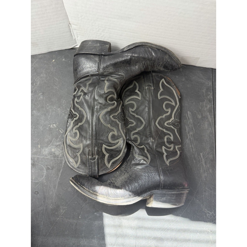 Nocona black leather western cowboy mid-calf boots, men's 9, preloved